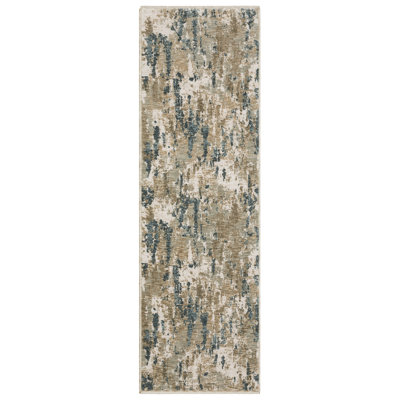 Ehlena Abstract Elements Beige/ Teal Area Rug