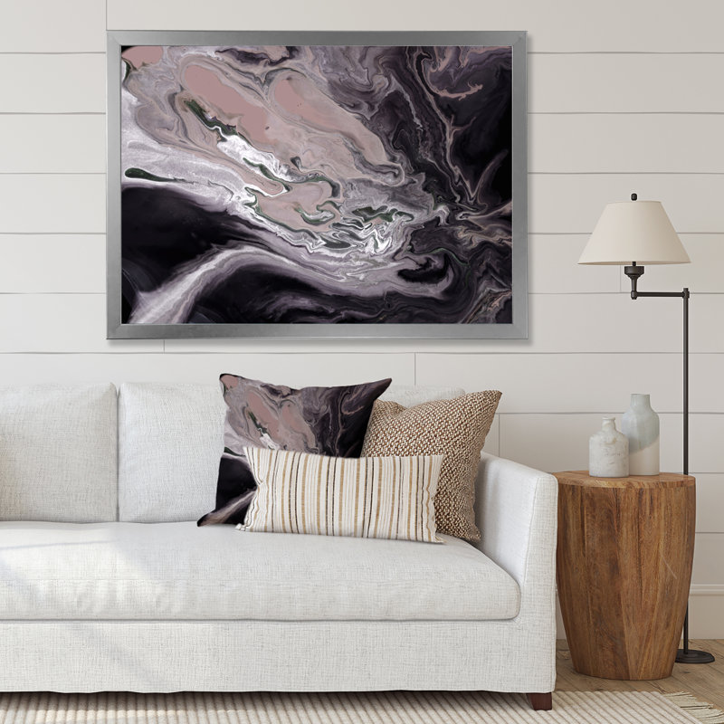 «Dark Marble Universe», impression d'art sur toile moderne, H 16 po x l 32 po, Cadre photo argenté
