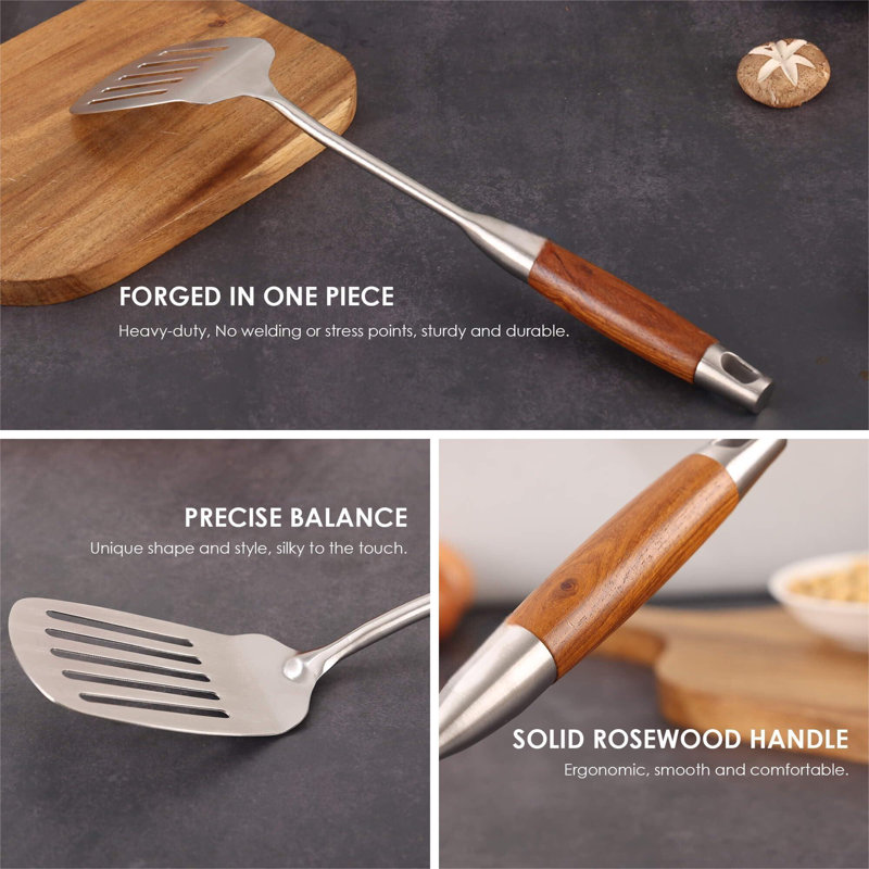 18/10 Stainless Steel and Rosewood 8-Piece Kitchen Utensil Set