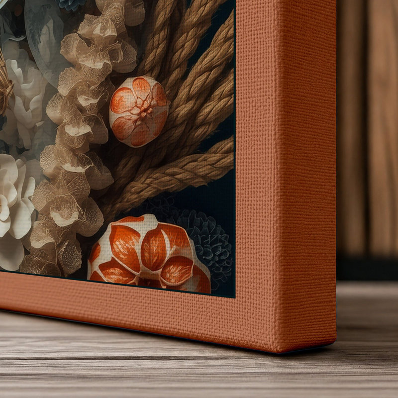 Goldfish Among Stones Eclectic 1 Piece Wrapped Canvas Wall Art, 24x16 - 61.0 x 40.6 cm, Terracotta Border