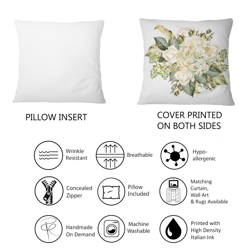 Coussin décoratif rectangulaire, magnifique bouquet avec hirrangées et roses