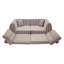 Canapé tissé à rayures en chenille tissé, canapé droit compact avec éponge haute densité, canapé sans assemblage pour un salon, un appartement et un bureau, blanc et brun-359028223