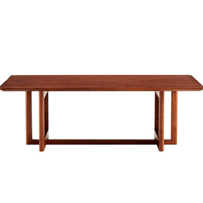 Small Living Room Coffee Table - , Walnut Color, Rectangular Solid Wood Design Family For Home Office Decor