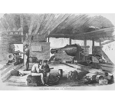 Reproduction d'art, "Pratique navale à la batterie en courant continu" par Frank Leslie