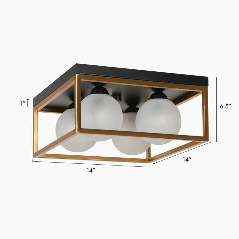 Yearb Glass Kitchen Island, Black/Brass