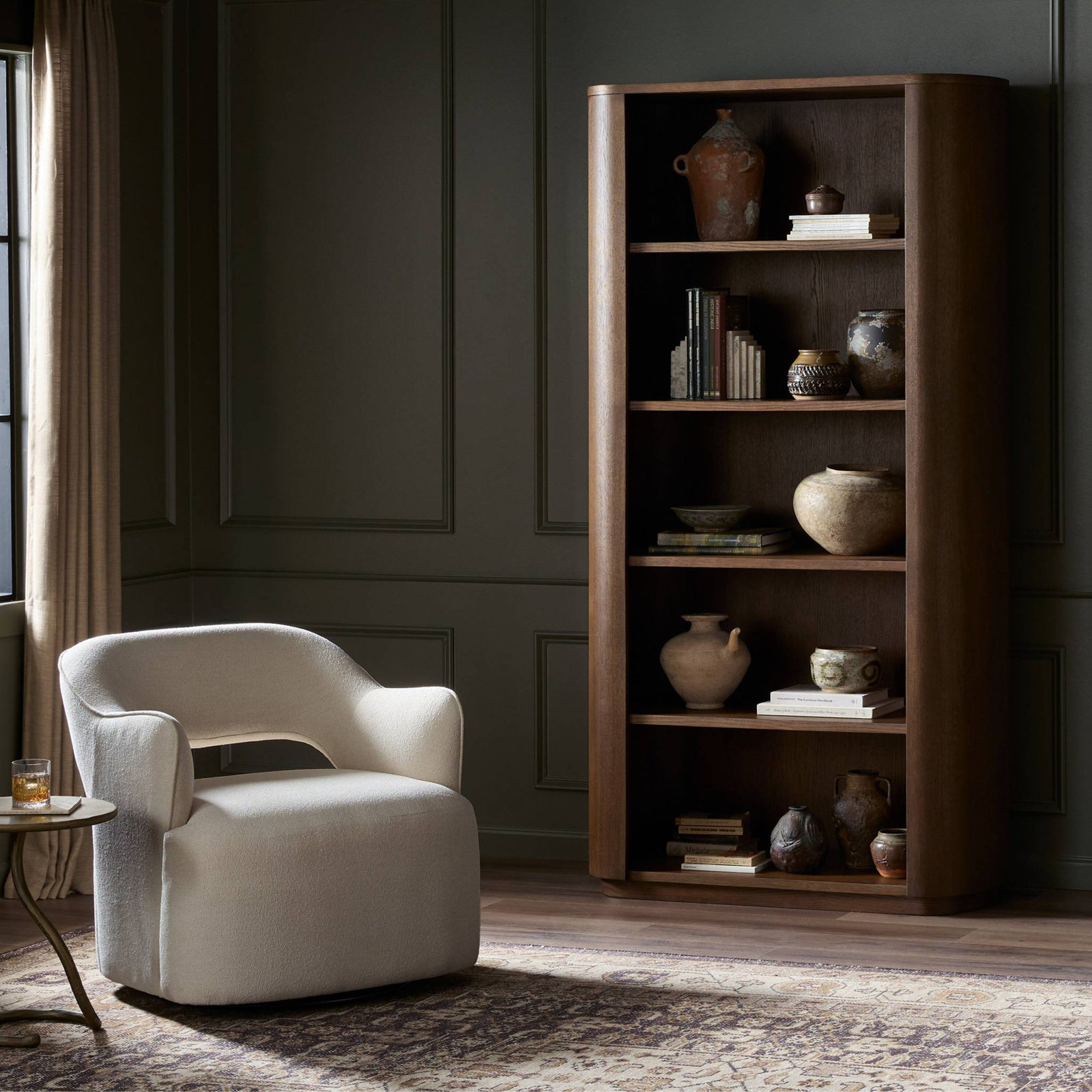 Lillian Wide Bookcase, Medium Brown