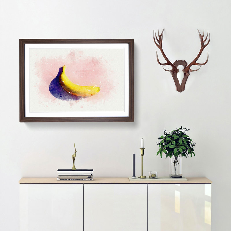The Banana in Abstract - Picture Frame Graphic Art Print, 27cm H x 36cm W x 2cm D, Walnut Framed