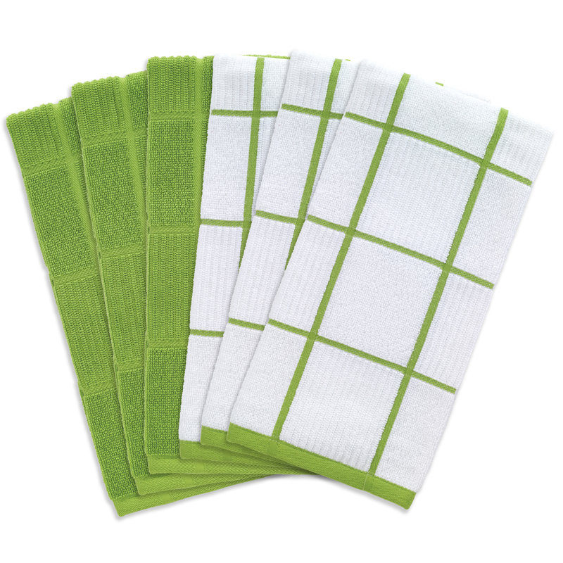 T-fal Solid and Check Dish Cloth, Green