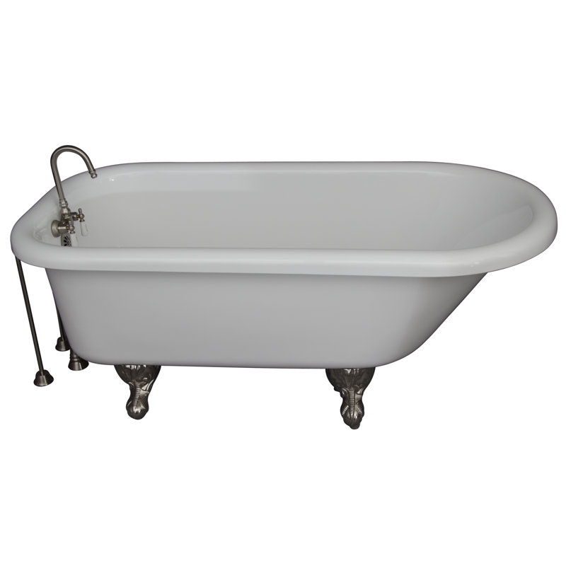 60'' x 30'' Soaking Acrylic Bathtub with Faucet, White