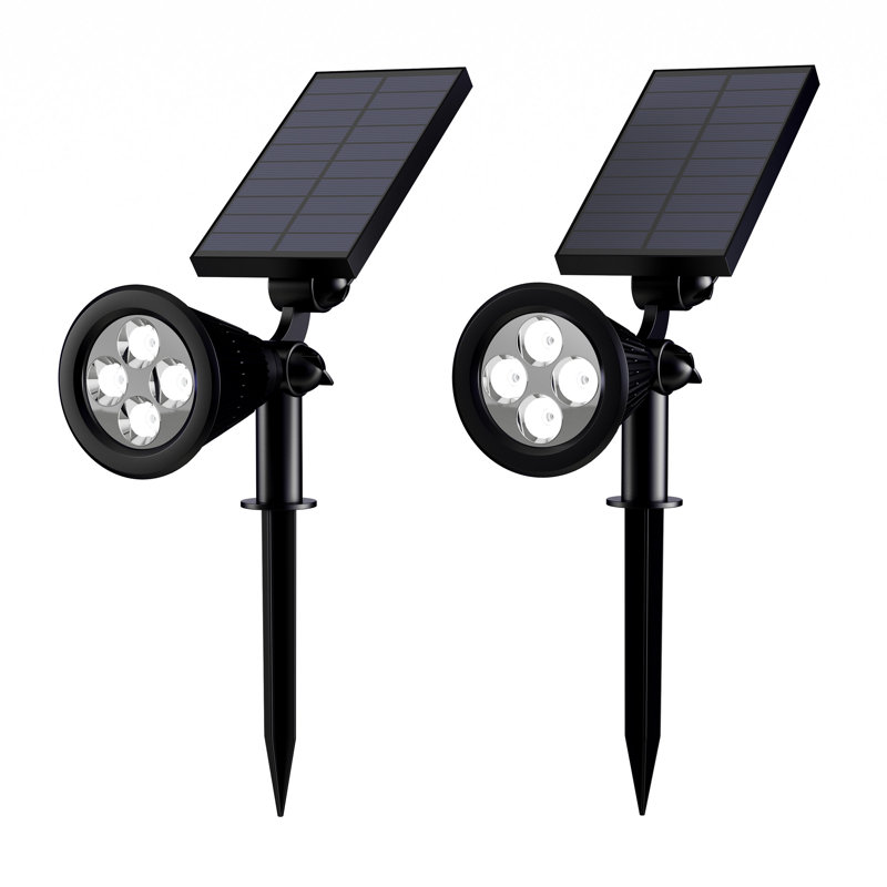 Black Solar LED Pathway Lights with Auto On/Off, Set of 2