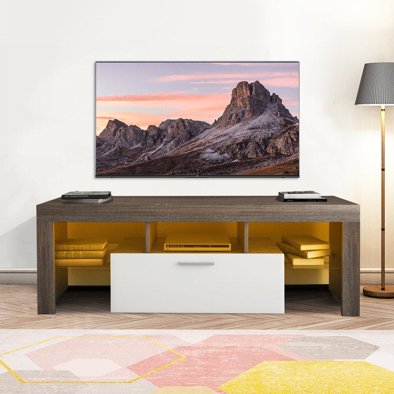 Meuble télé pour téléviseur de 55 po ou moins Chesa, Brun / blanc