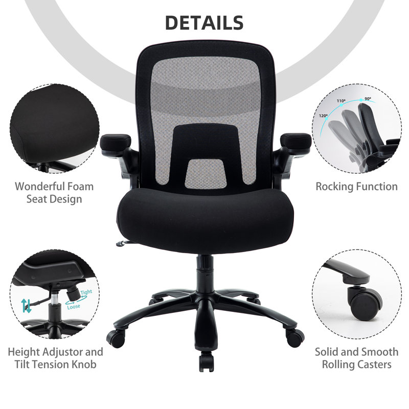 Fauteuil de jeu ergonomique 500 lb, Noir