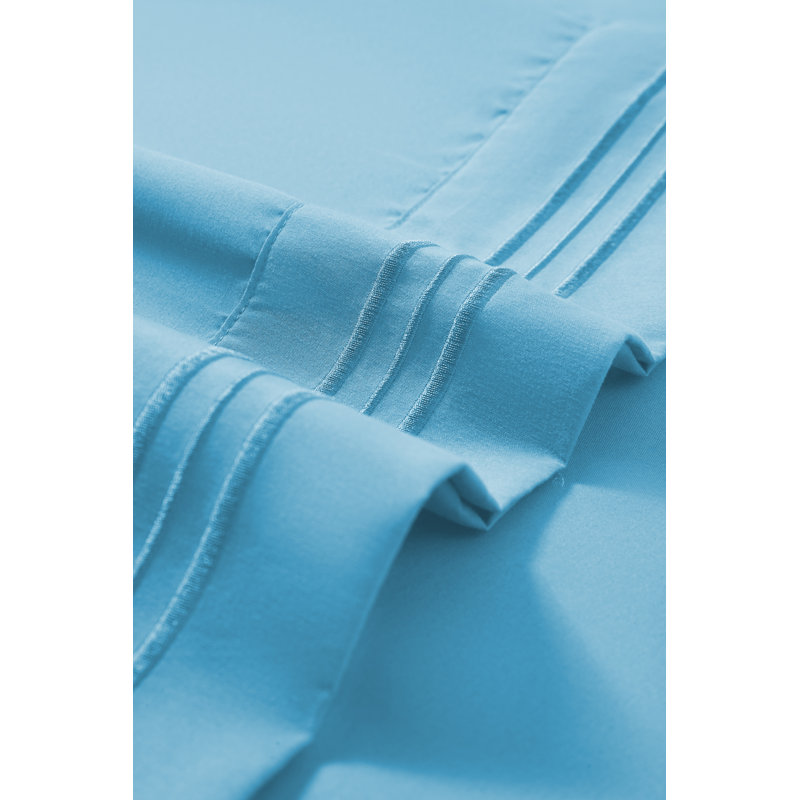 Ensemble de draps en rayonne , Bleu, Ensemble de draps pour très grand lit + un drap-h