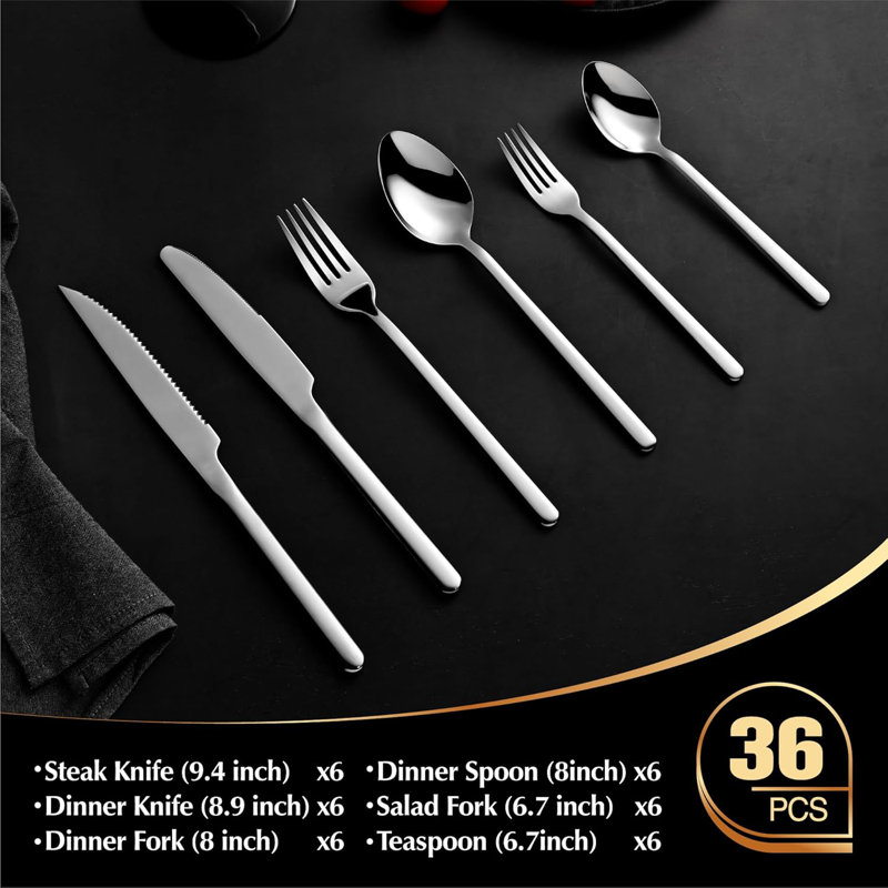 36-Piece Silverware Set with Steak Knives