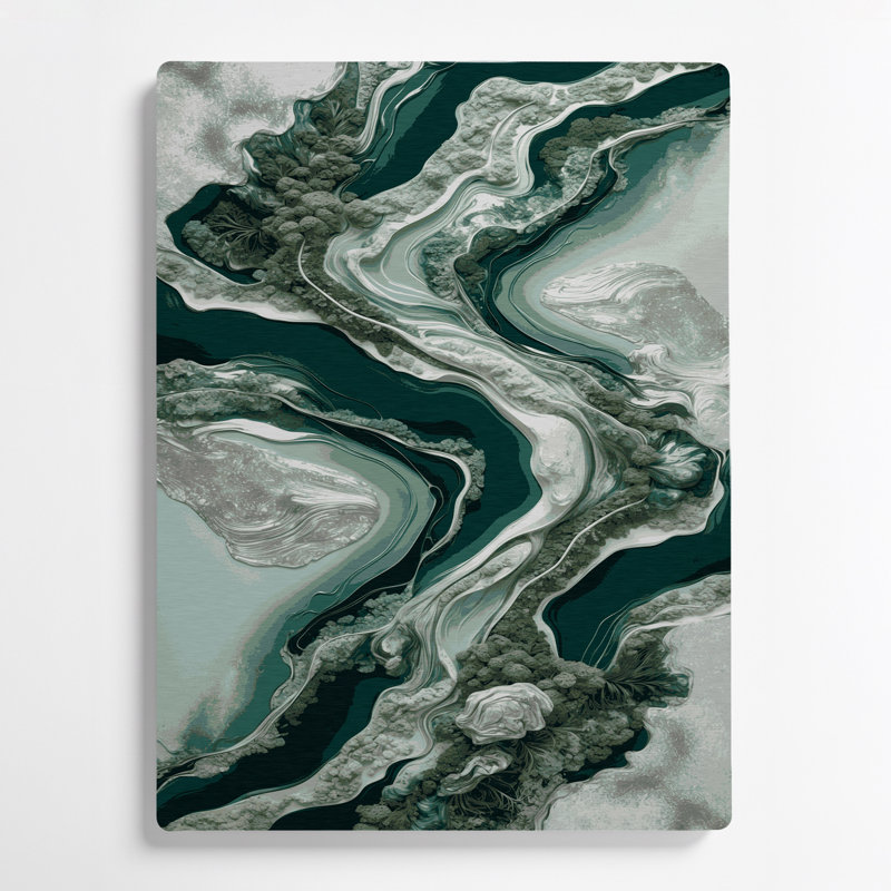 Abstract Landscape 59 Green Metal Wall Art