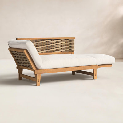 Decatur 79'' Wide Outdoor Teak Patio Daybed with SunbCushions