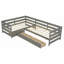 Lit plateforme simple en forme de L avec trois tiroirs de rangement-472849578