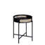 Table de bout ronde avec pieds en métal, table d'appoint avec plateau en bois