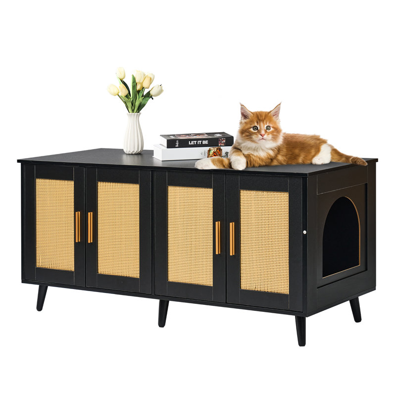 Enclos pour litière pour chat caché 2 pièces, Noir