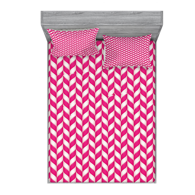 Microfiber Chevron Sheet Set, Queen Sheet Set with Fitted Sheet