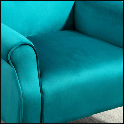 Mid-Century Modern Wingback Accent Chair, Upholstered Fabric Armchair with Sturdy Wood Legs, High-Back Padded Club Chair for Living Room Bedroom Office