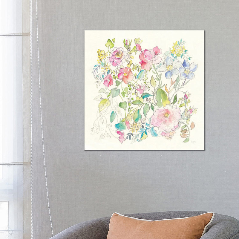 Cottage Blooms by Kristy Rice - Wrapped Canvas Painting, 66.04 cm H x 66.04 cm W x 3.175 cm D