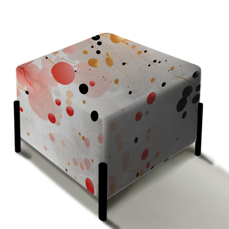 Pink Polka Dota And Flower Harmony I - Floral Square Ottoman