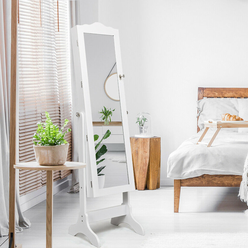 Armoire à bijoux avec miroir Ayssa, Blanc
