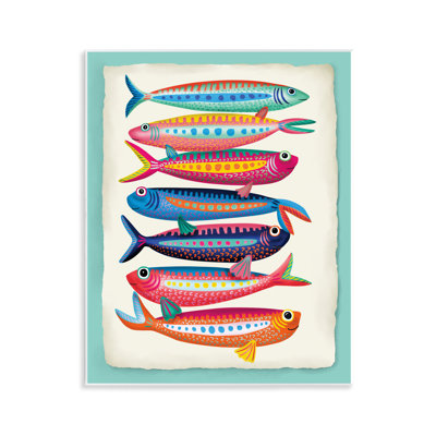 Multi Hued Sardines Wall Plaque Art by Darlene Seale