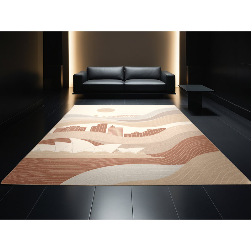 Tapis beige moelleux moelleux Défino, 6 po de diamètre