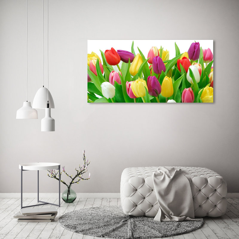 Colourful Tulips - No Frame Print on Canvas, 60cm H x 120cm W x 2cm D, No Frame