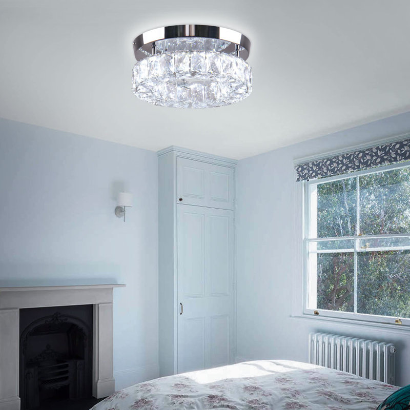 9.8" Crystal Flush Mount Ceiling Light Fixtures LED Ceiling Lamp For Kitchen