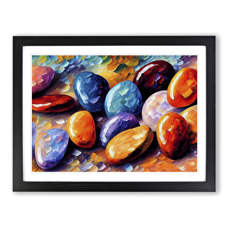 Shimmering River Pebbles Vol.5 - Framed Print, Black, 46cm H x 64cm W x 2cm D