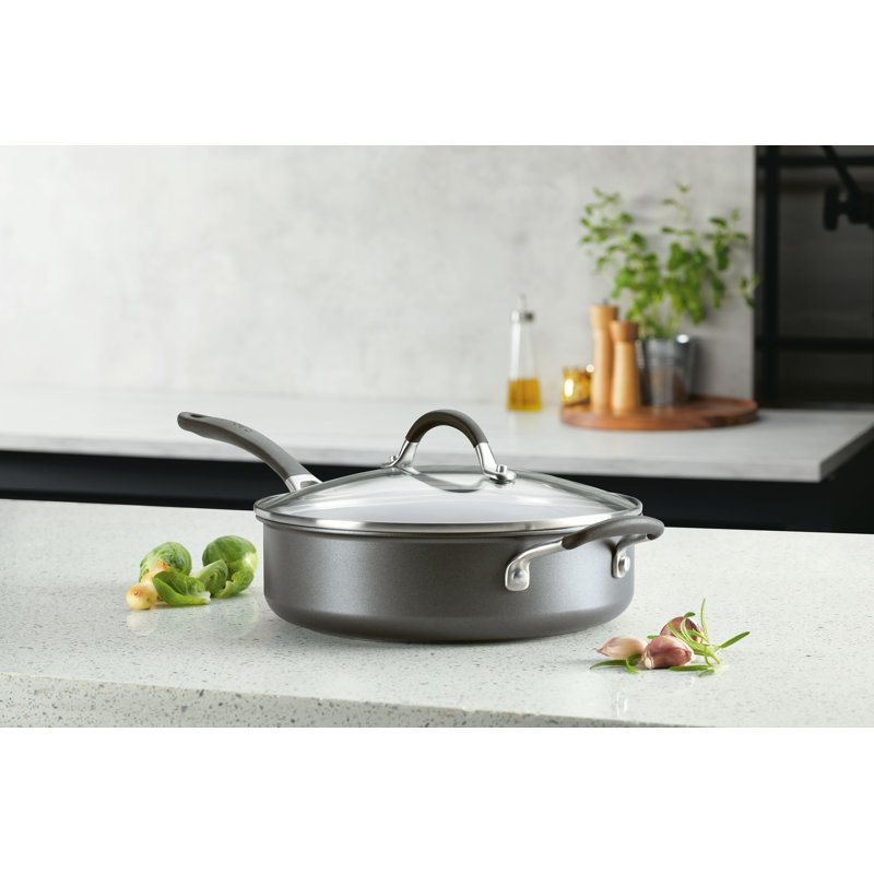 Gray 5-Quart Non-Stick Aluminum Saute Pan with Lid