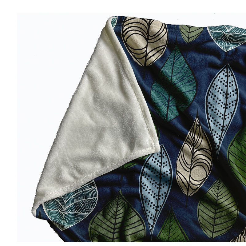 Autumn Leaves Fall Throw Blanket, 60" W x 80" L, Navy