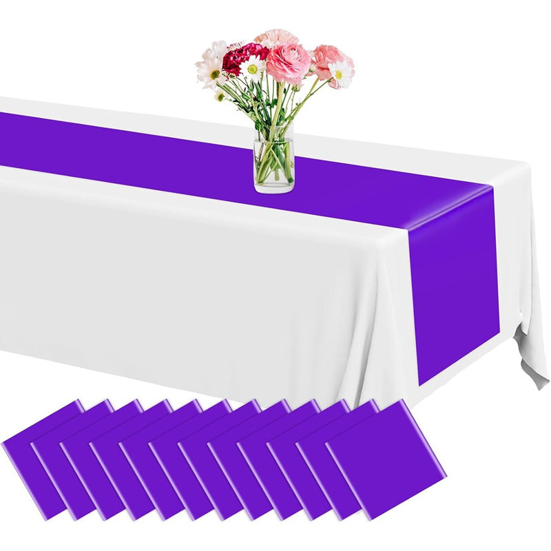 Chemin de table - mauve - chemin de table jetable haut de gamme, pour la décoration de table, Halloween, mariage, remise des diplômes, anniversaire et fête