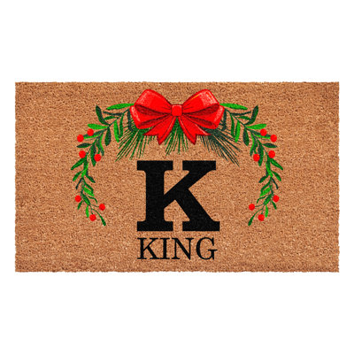 Paillasson couronne de Noël personnalisé, lettre K