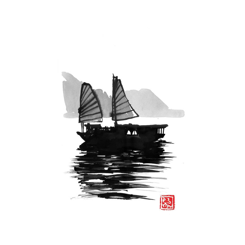 Along Bay Boat by Péchane - Print on Canvas, 101.6 cm H x 66.04 cm W x 1.91 cm D, Wrapped Canvas