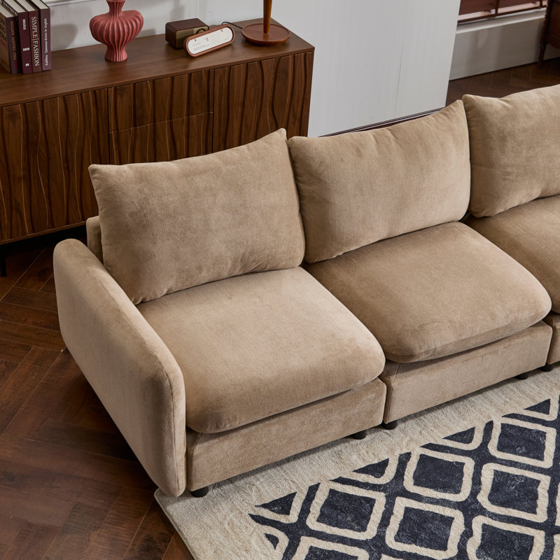 Canapé modulaire surdimensionné en L de 130 po avec repose-pieds modulaire en L de 130 po avec repose-pieds, collection Nomad pour grands espaces