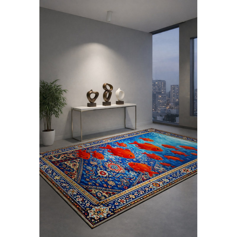 Tapis tissé crème à imprimé tigre Mosso, 2' x 2'11"