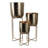 Metal Iron Planter Set With Textured Hammered Design And Modern Geometric Stands, Decorative Accent For Indoor Or Outdoor Display, Set Of 3-1083056145