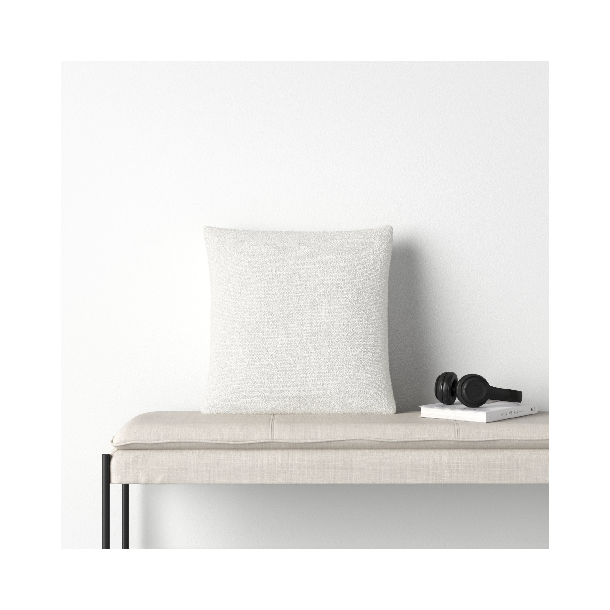 Amalfi Boucle Throw Pillow, 22" x 22", Polyester/Polyfill, Light White