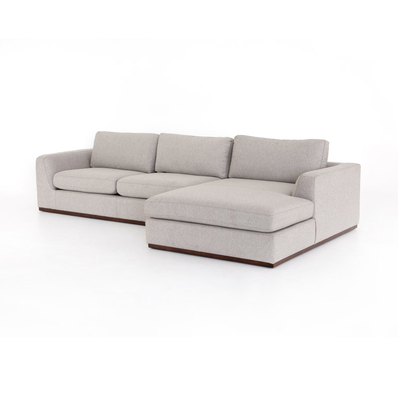 Colt Modular Chaise Sectional, Right Hand Facing, Aldred Silver Polyester Blend