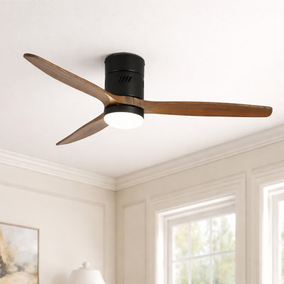 AuraVista 52" Modern 3-Blade Ceiling Fan with Light Kit & Remote Control – Flush Mount for Sleek, Space-Saving Design