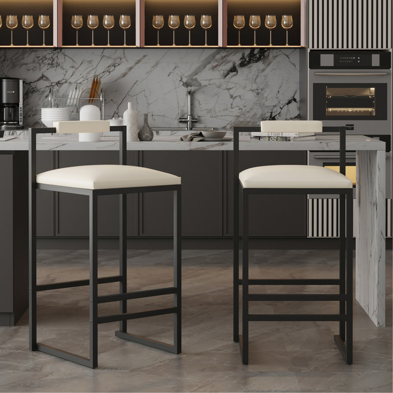 Ensemble de 2 tabourets de bar rembourrés en similicuir avec tabourets de bar et chaises modernes