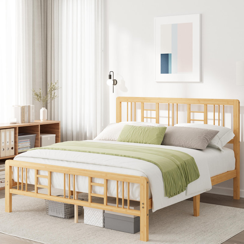 Eco-Friendly Bamboo Bed Frame - No Box Spring, 1500lb