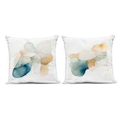 Ensemble de 2 coussins d'extérieur à motif de tons de terre pâle, design par Irena Orlov