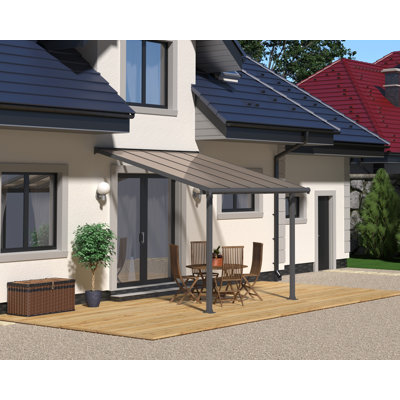 Palram - Canopia Olympia 9' 8" D x 10' W Polycarbonate Aluminum Stationary Patio Awning Gray/Bronze