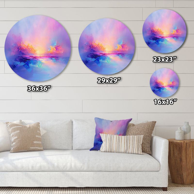 Aurorale côtière, horizon minimal de ciel - art mural éclectique moderne, art mural contemporain, H 23 po x l 23 po