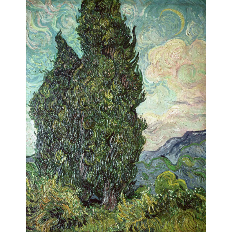 Adhésif décoratif Van Gogh Cypresses (1889), H 48 po x l 37 po